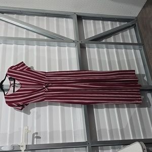 Kristin Nicole‎ Maroon Striped Jumpsuit Size Small